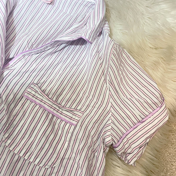 Victoria's Secret Pink Striped Button Up Sleep Top Women's Size XS - Picture 2 of 6